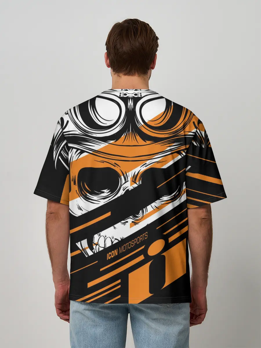 Мужская футболка оверсайз / Череп Icon оранжевый