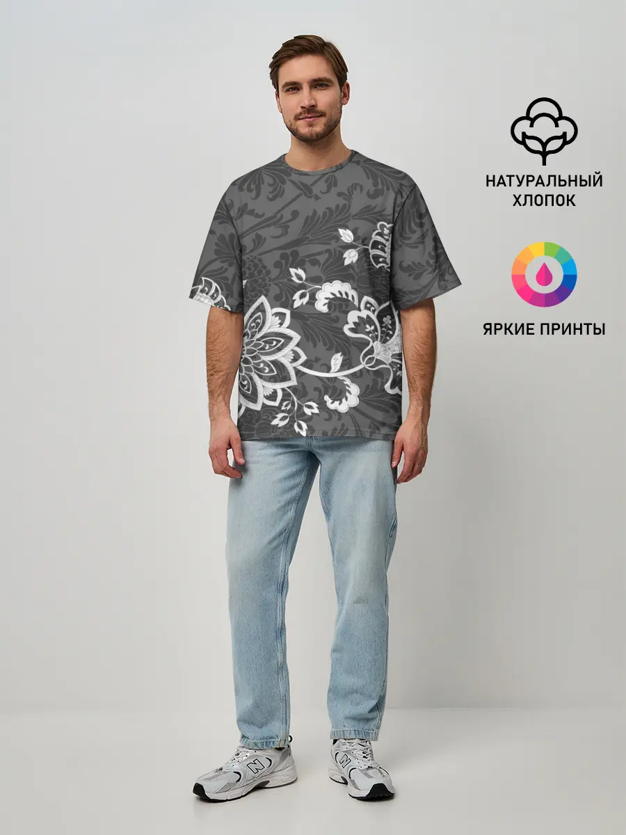 Мужская футболка оверсайз / Кружевной узор