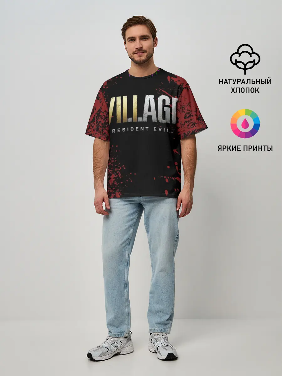 Мужская футболка оверсайз / Resident Evil Village логотип