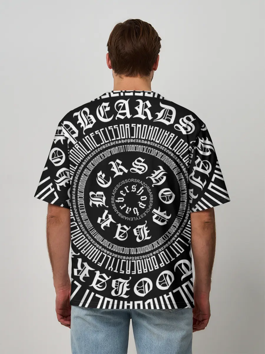 Мужская футболка оверсайз / Барбер Каллиграфия