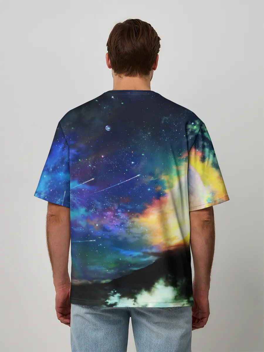 Мужская футболка оверсайз / Космические краски