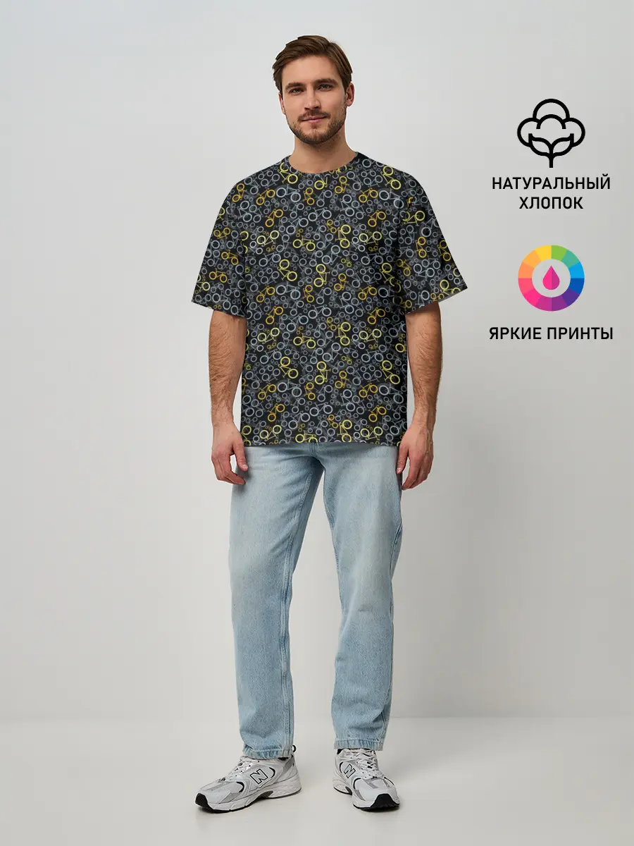 Мужская футболка оверсайз / Велосипеды