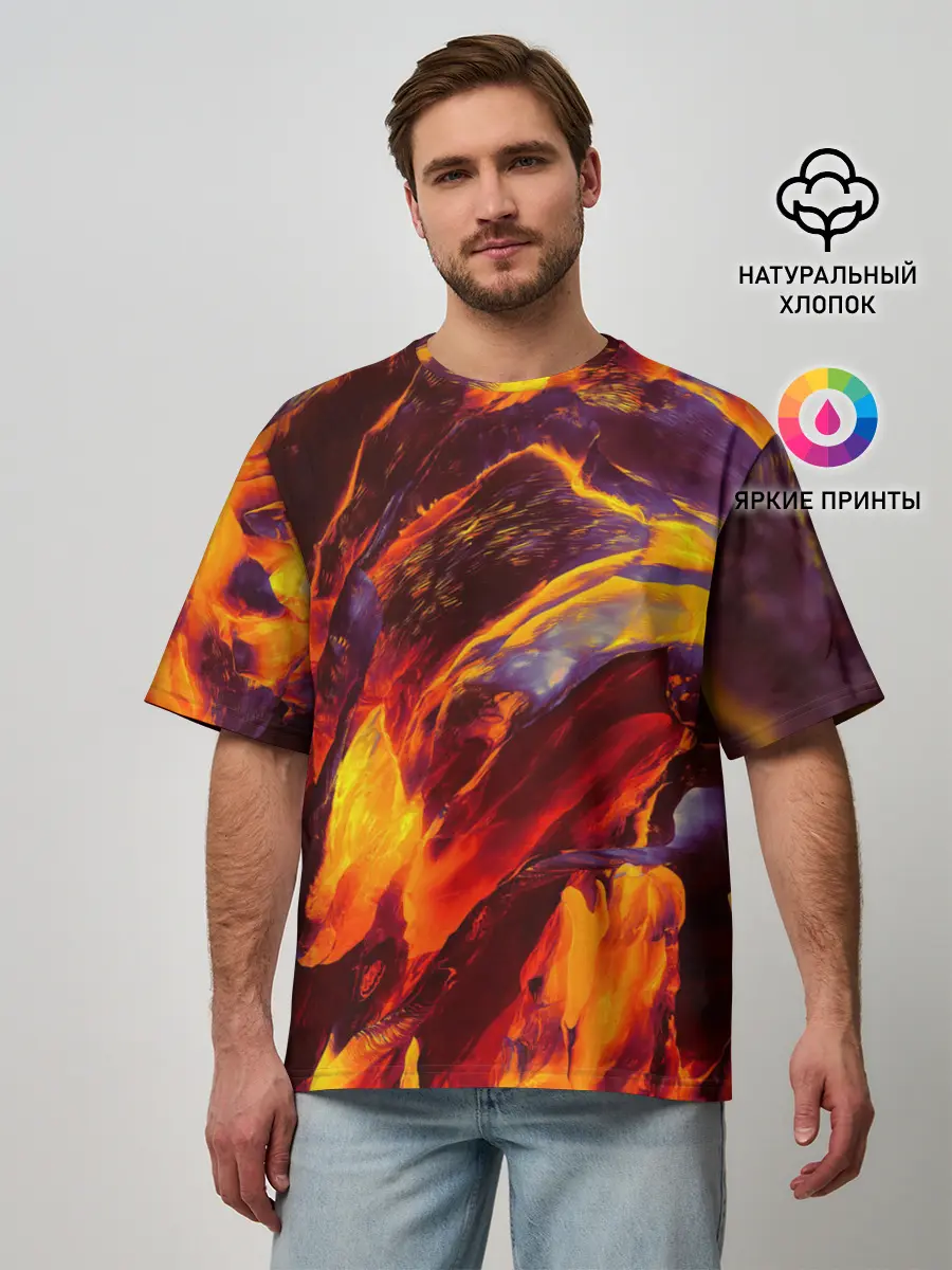 Мужская футболка оверсайз / ОГНЕННЫЙ ГРАНЖ | FIRE GRUNGE