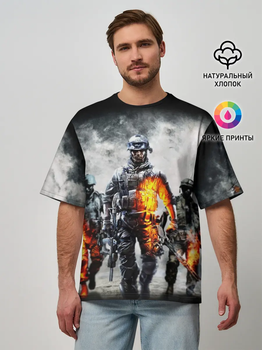 Мужская футболка оверсайз / Battlefield | Батлфилд