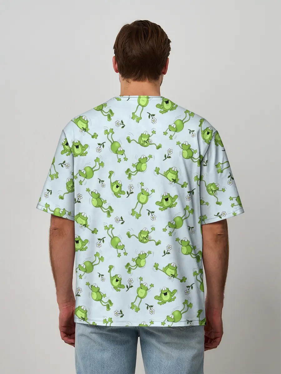 Мужская футболка оверсайз / Веселые лягушки