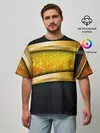 Мужская футболка оверсайз / 3D ЗОЛОТЫЕ СОТЫ / БРОНЯ 3Д
