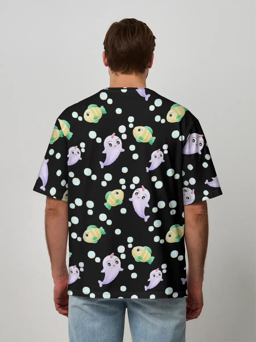 Мужская футболка оверсайз / Морские жители