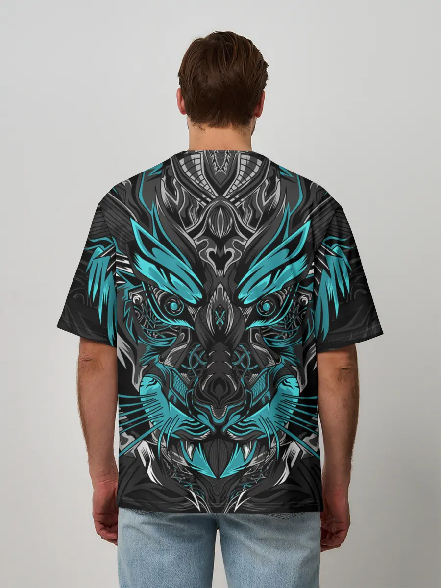 Мужская футболка оверсайз / Абстракция тигр