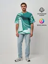 Мужская футболка оверсайз / красочный зелёный развод