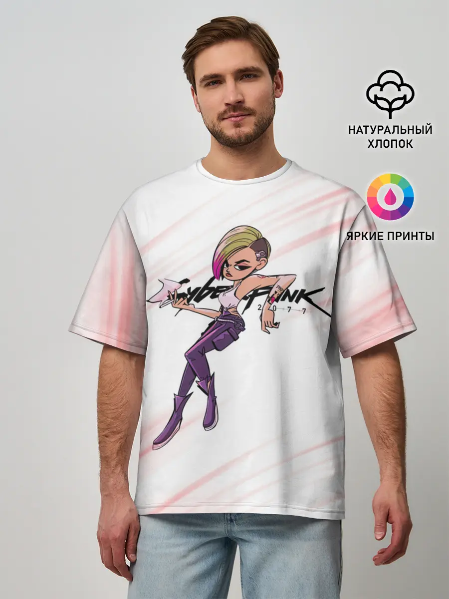 Мужская футболка оверсайз / Moxes Cyberpunk 2077