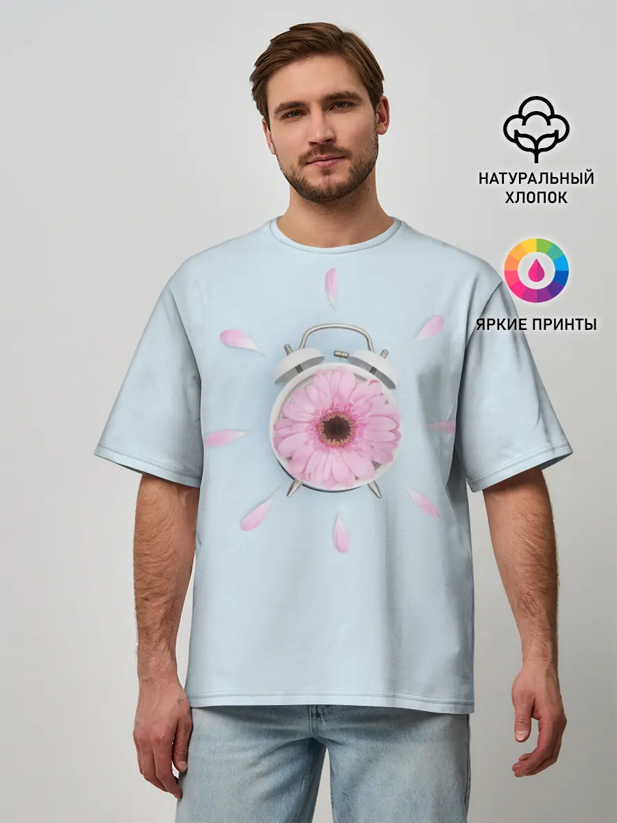 Мужская футболка оверсайз / Будильник