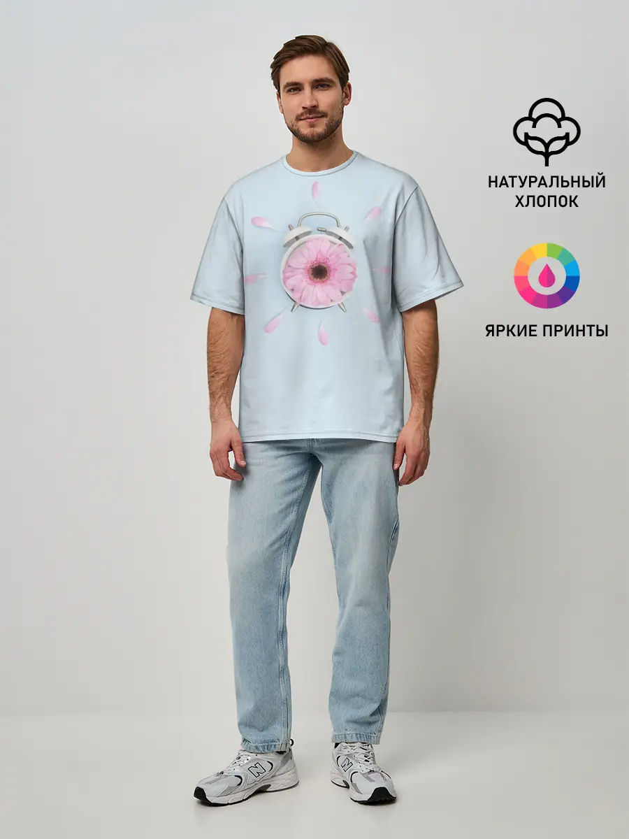 Мужская футболка оверсайз / Будильник