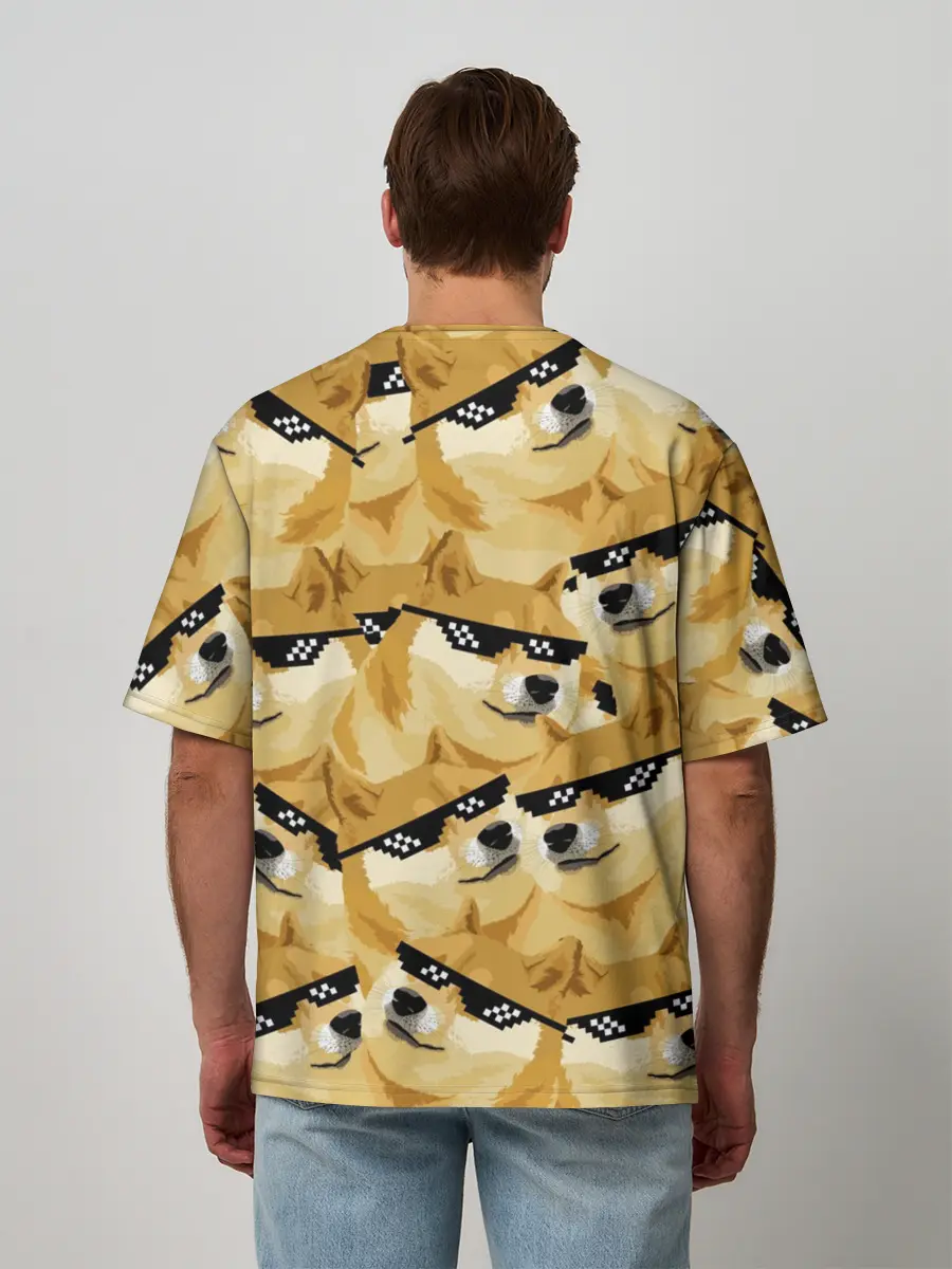 Мужская футболка оверсайз / Doge мем в deal with it очках