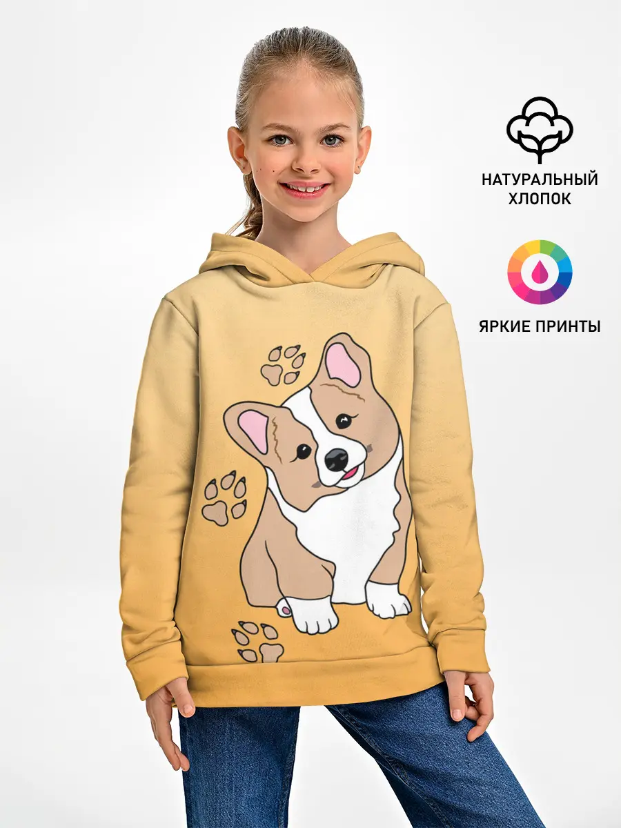 Детское худи / Персик Корги