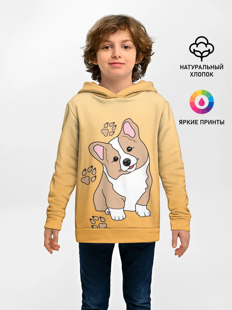 Детское худи / Персик Корги
