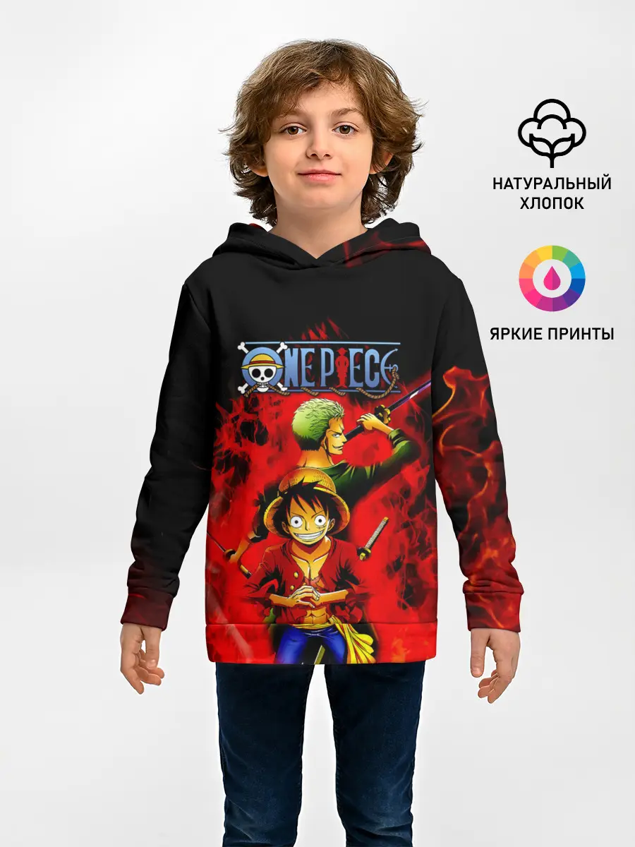 Детское худи / Зоро и Луффи в огне One Piece