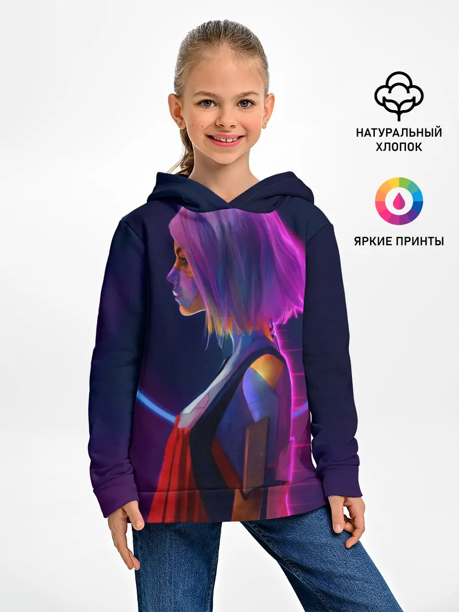 Детское худи / Девушка в неоне