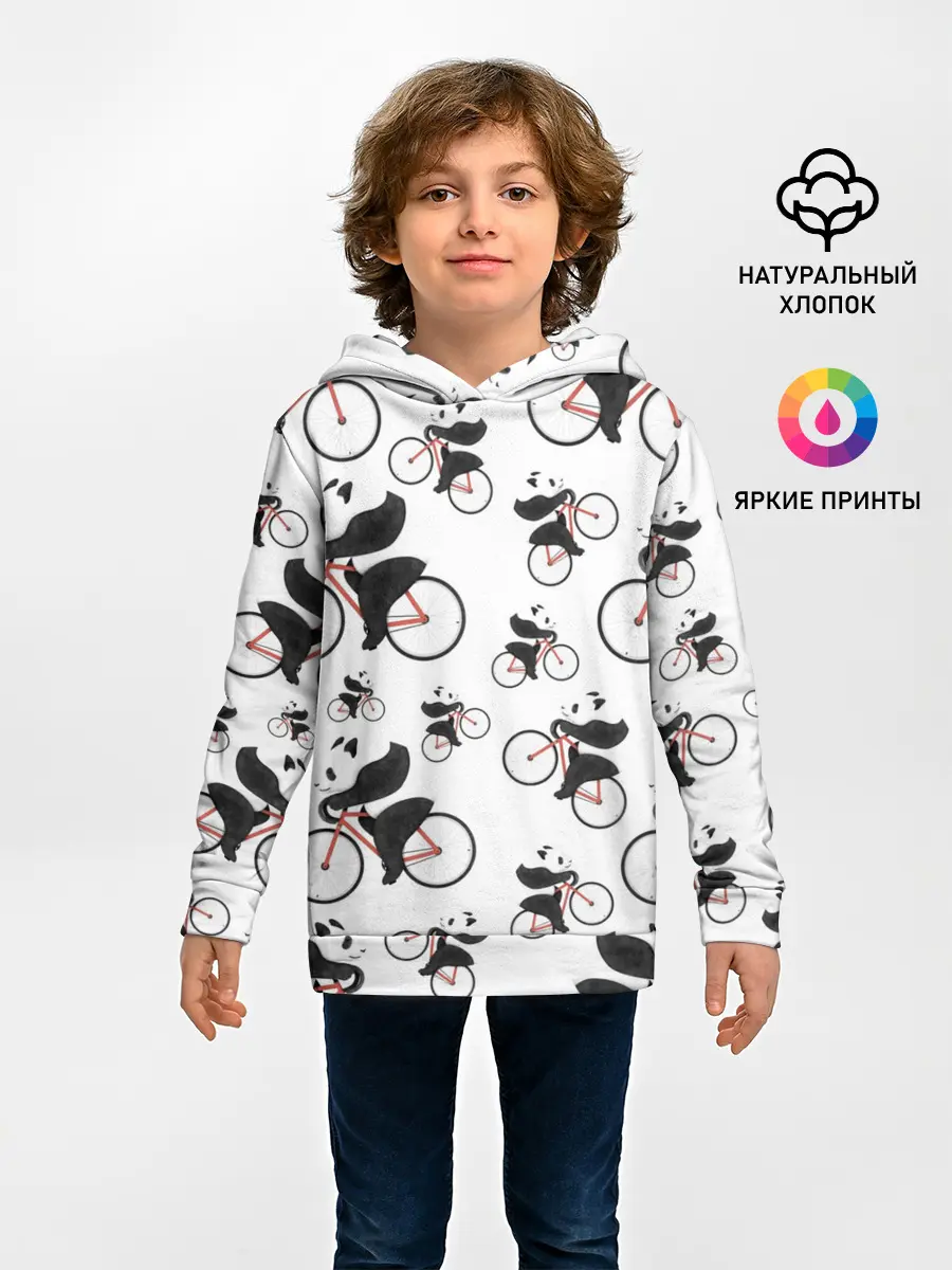 Детское худи / Панды На Велосипеде