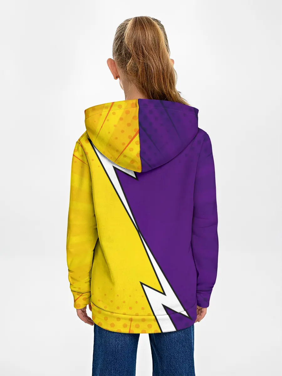 Детское худи / Чёрный Аста фиолетовый/желтый