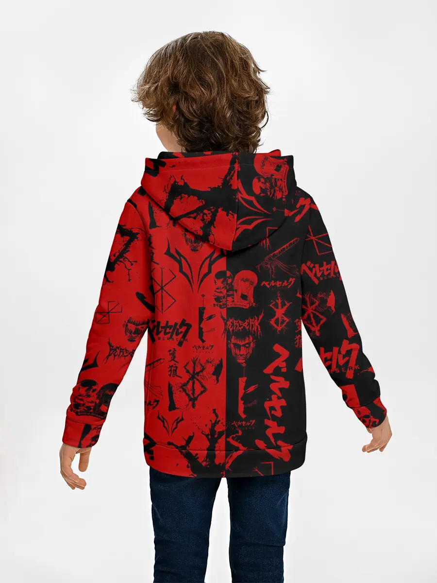Детское худи / BERSERK BLACK RED | БЕРСЕРК ПАТТЕРН