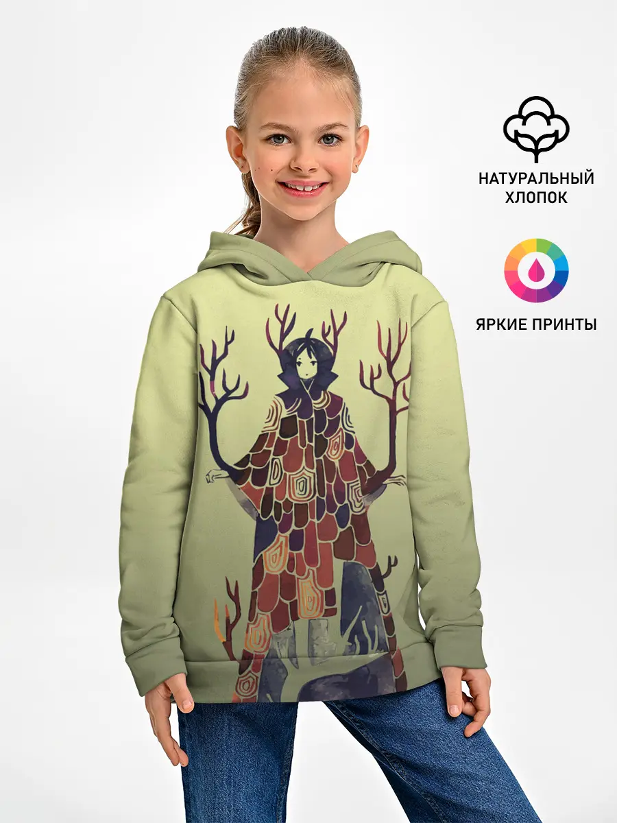 Детское худи / лесной волшебник акварель