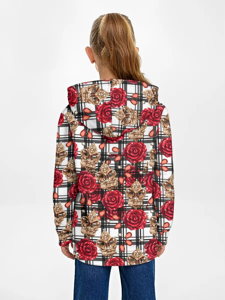Детское худи / Розы в клеточку