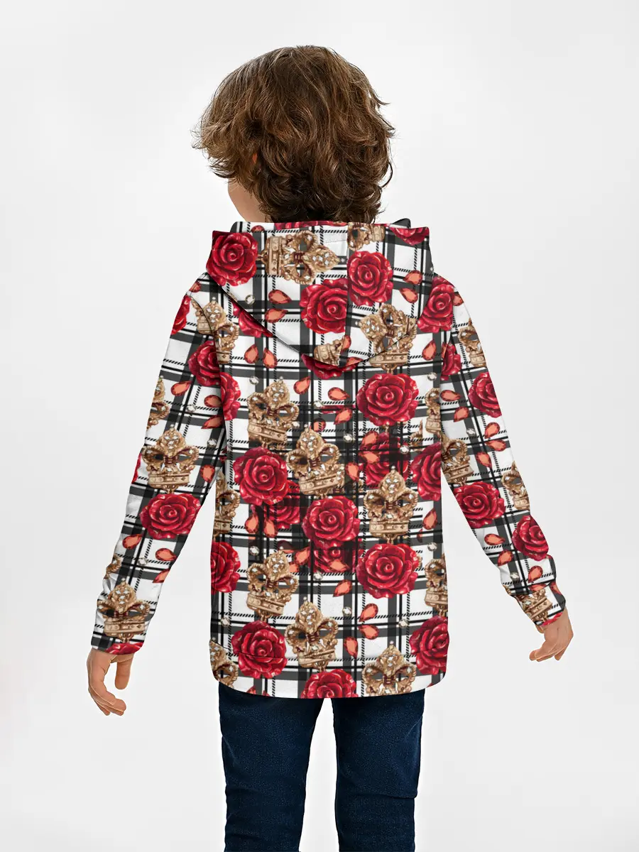 Детское худи / Розы в клеточку