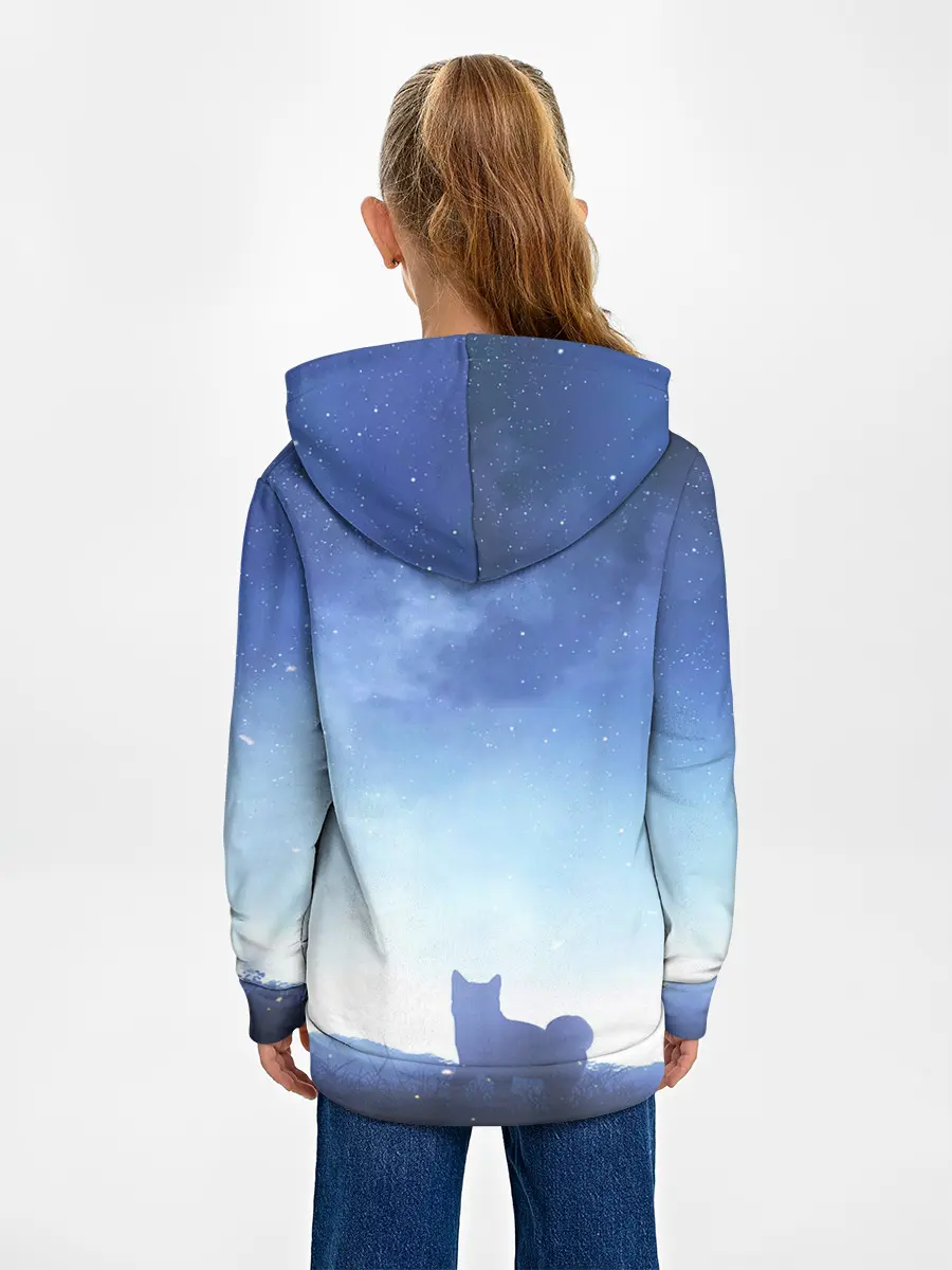 Детское худи / силуэт корги ночь космос дымка