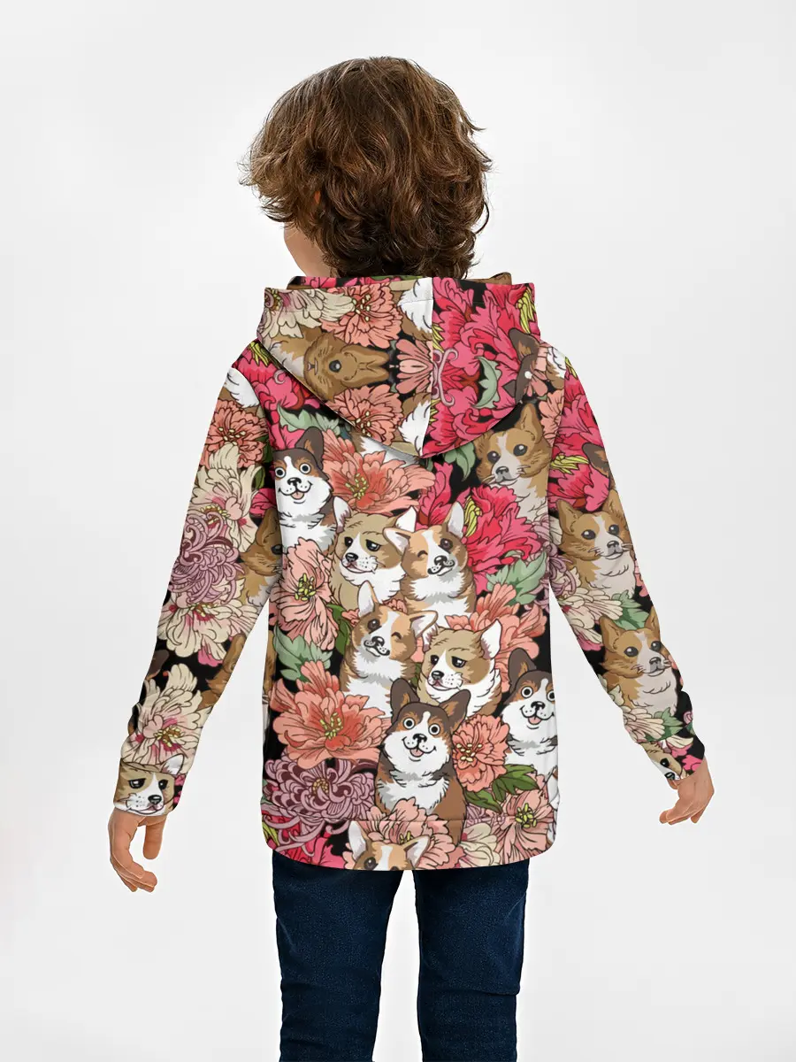 Детское худи / Корги & Цветы