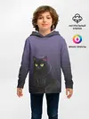 Детское худи / черный кот на фиолетовом