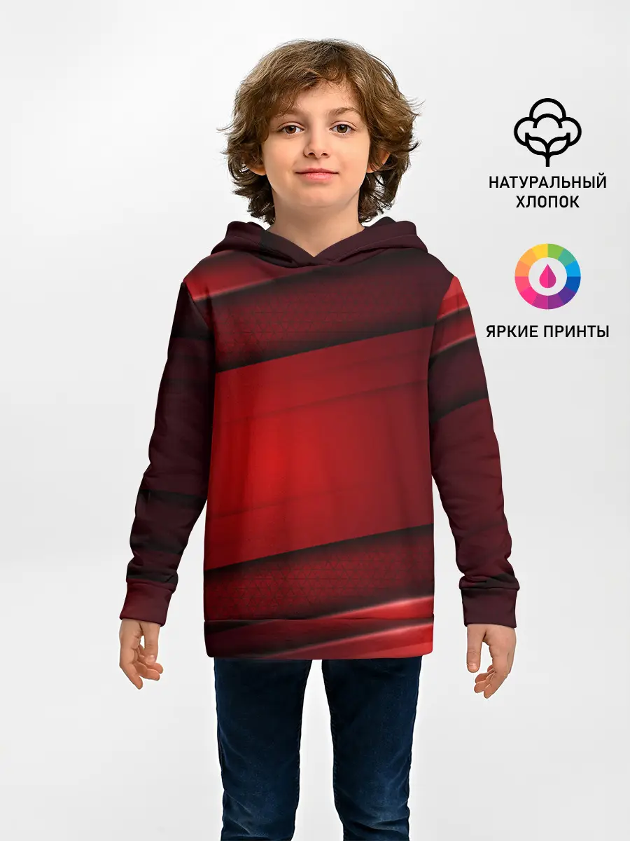 Детское худи / 3D red Абстрактные линии