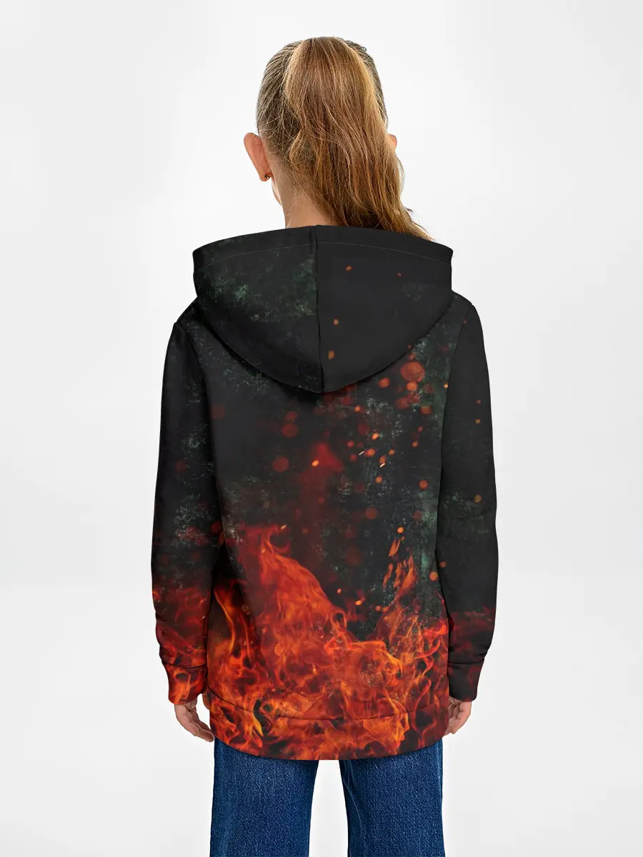 Детское худи / Олень в горящем лесу Сибири