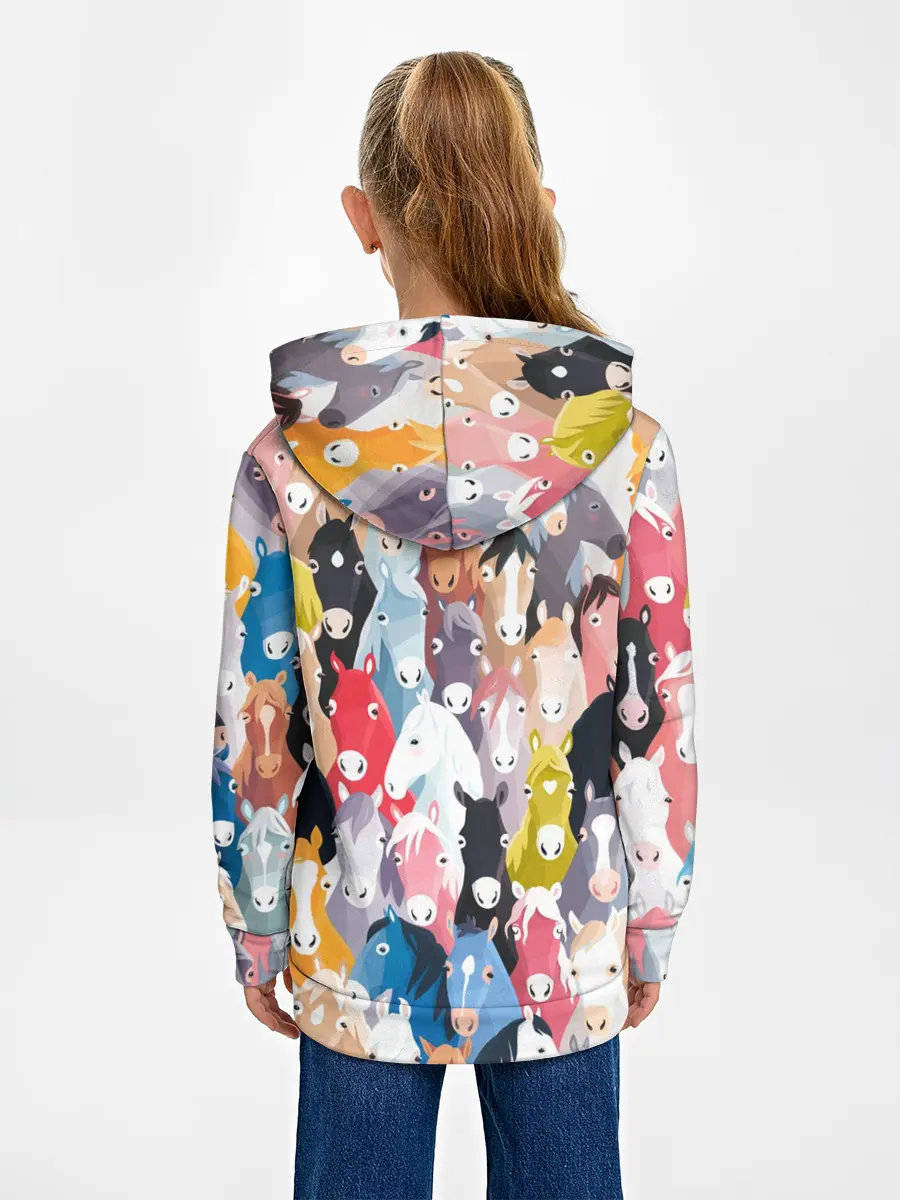 Детское худи / цветные лошади