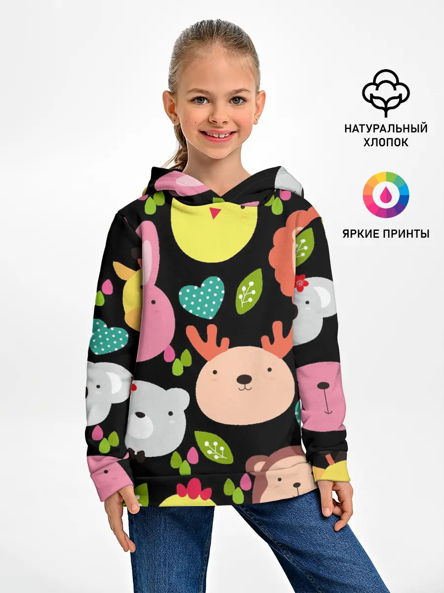 Детское худи / Головы милых животных