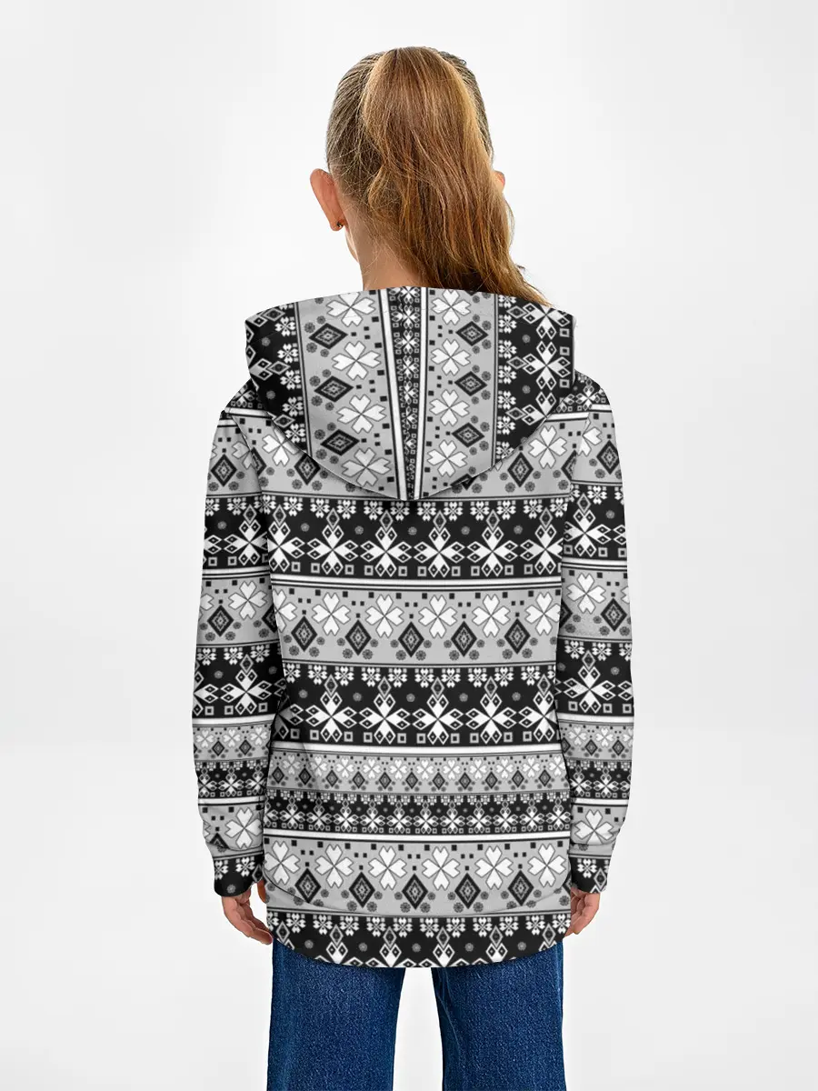 Детское худи / Черно-белый орнамент