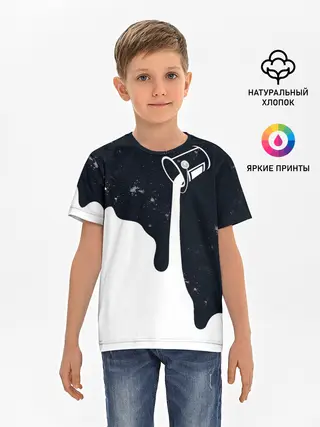 Детская базовая футболка / Черно-белый