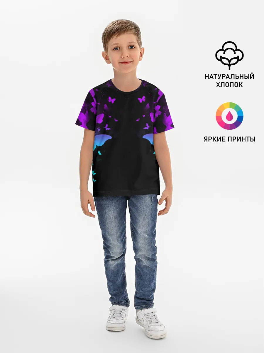 Детская базовая футболка / НЕОНОВЫЕ БАБОЧКИ | NEON BUTTERFLIES