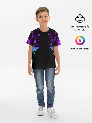 Детская базовая футболка / НЕОНОВЫЕ БАБОЧКИ | NEON BUTTERFLIES