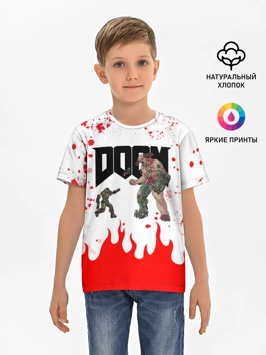 Детская базовая футболка / Doomguy vs Cyberdemon