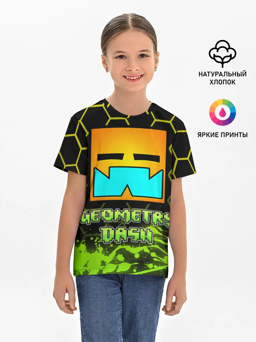 Детская базовая футболка / Geometry Dash
