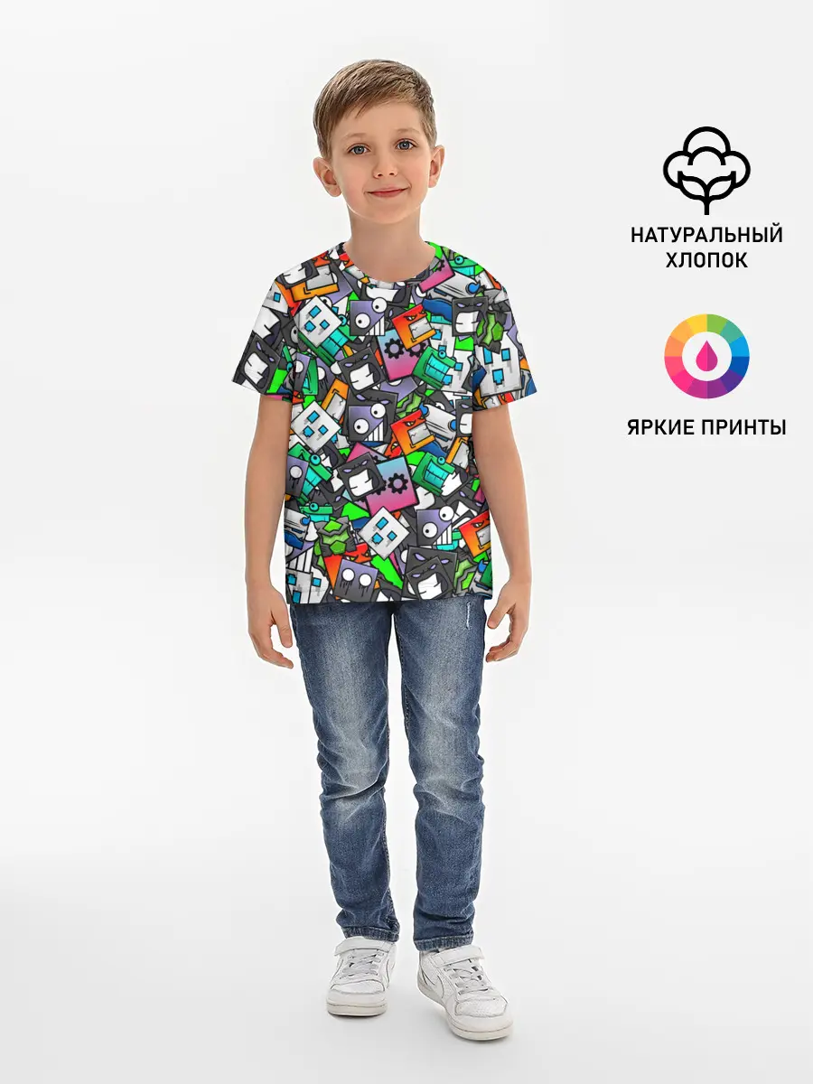 Детская базовая футболка / Geometry Dash | Pattern