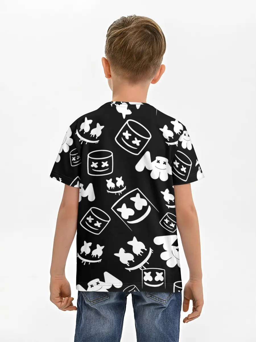 Детская базовая футболка / Marshmello ЧБ