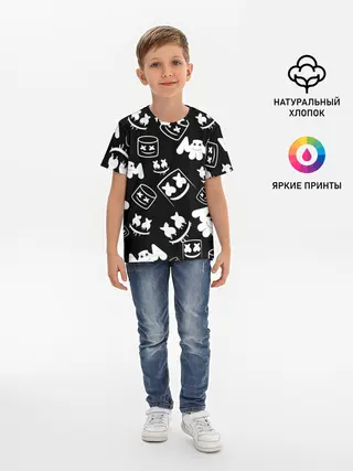 Детская базовая футболка / Marshmello ЧБ