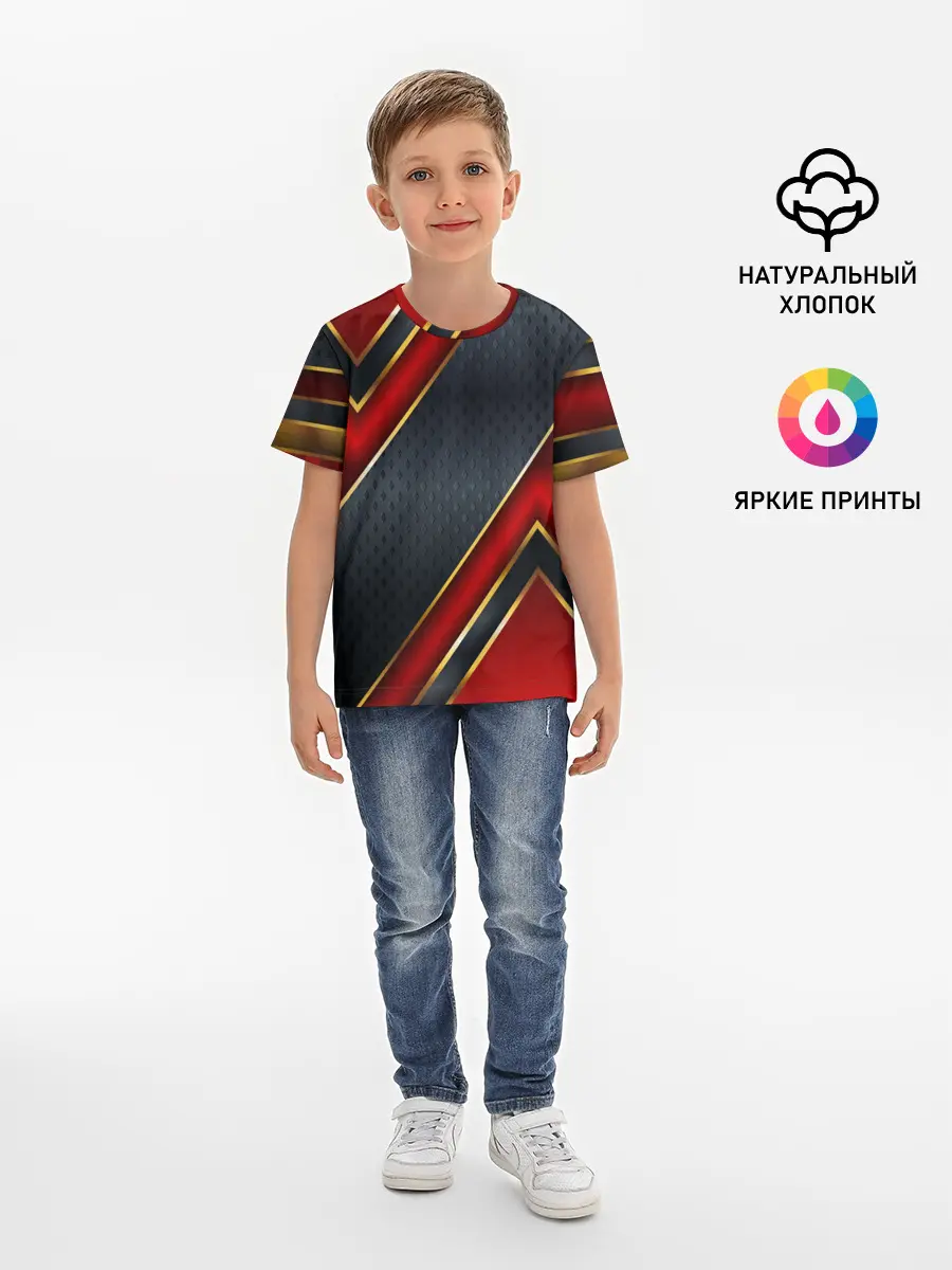Детская базовая футболка / Black & Red 3D