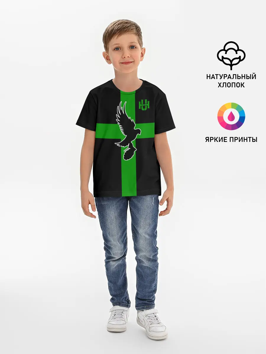 Детская базовая футболка / Hollywood Undead заеленный крест