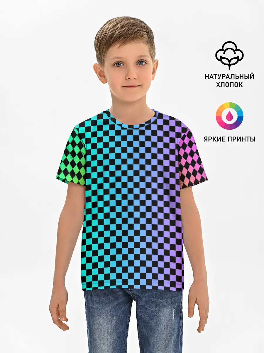 Детская базовая футболка / Checkerboard Color
