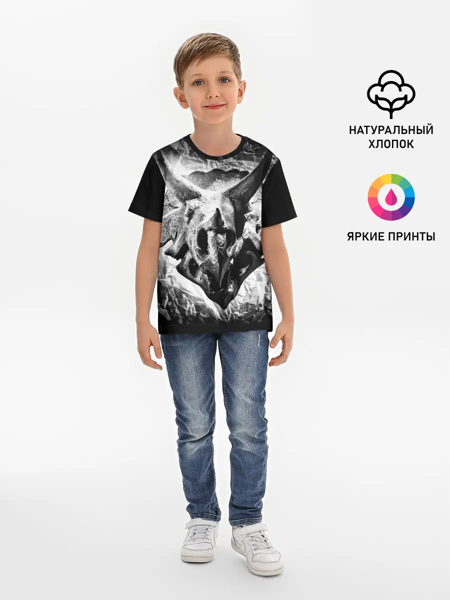 Детская базовая футболка / Трицератопс | Динозавр