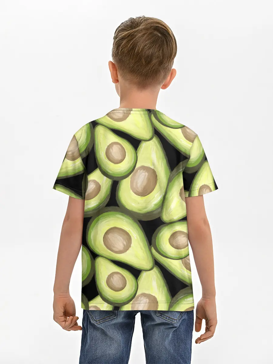 Детская базовая футболка / Avocado background