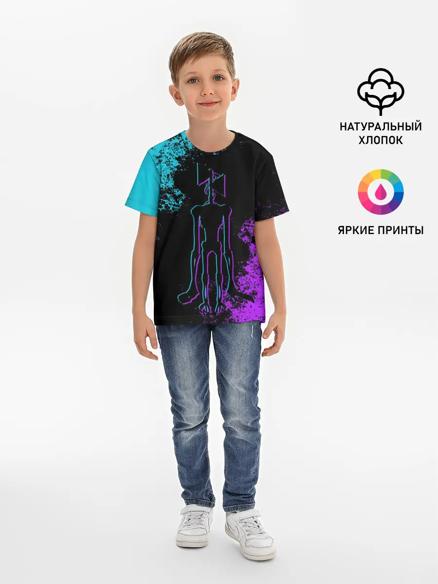 Детская базовая футболка / НЕОНОВЫЙ СИРЕНОГОЛОВЫЙ