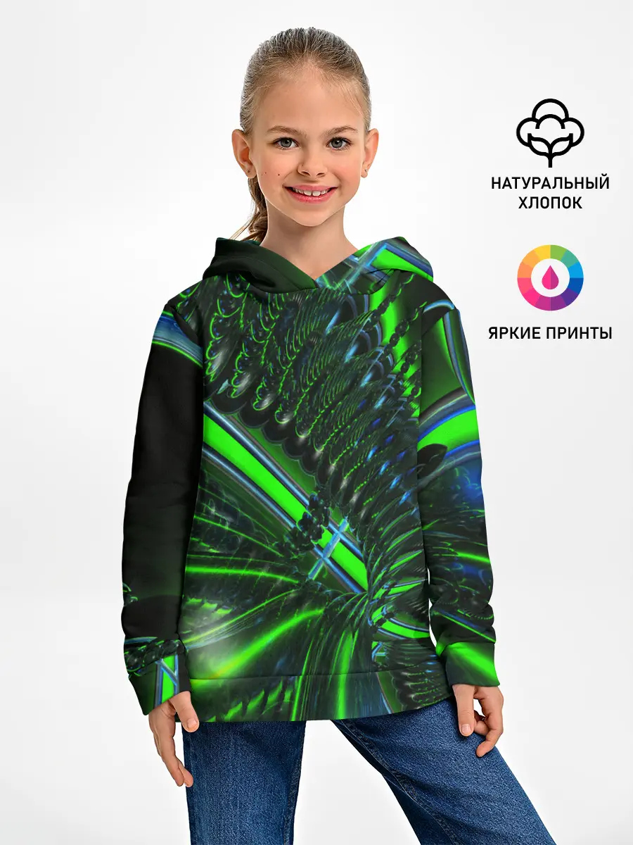 Детское худи / DIGITAL NEON GREEN